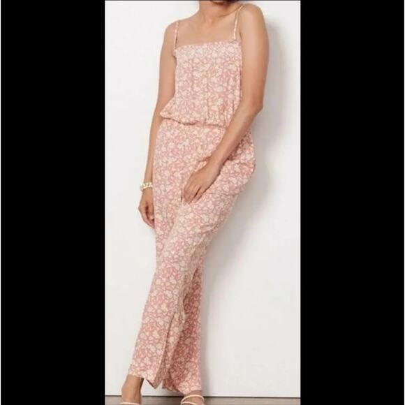 NWT Faherty Renata Jumpsuit Tank Square Neck Smocked Small Floral Print Evereve - Picture 1 of 11